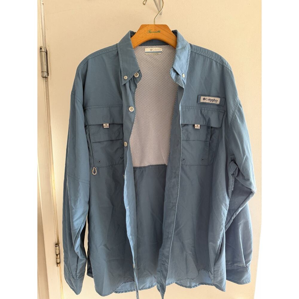 Columbia PFG Long Sleeve Blue Medium
